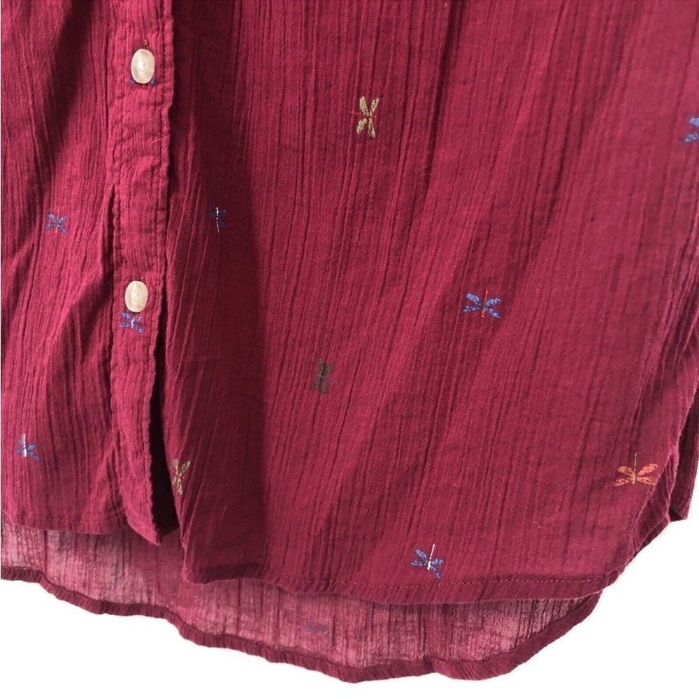 EDDIE BAUER DRAGONFLY PRINT BURGUNDY CAMP SHIRT size 2X - Picture 5 of 7